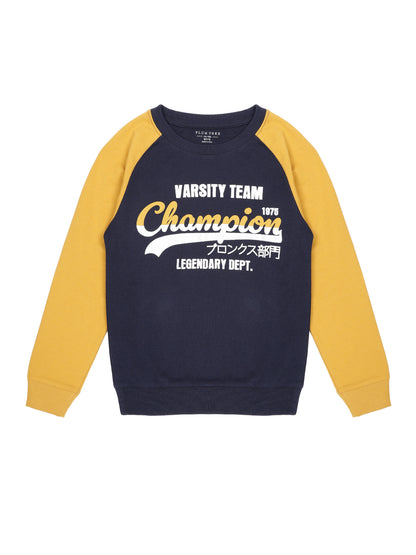 Boys Champion Print Round neck Pullover Sweatshirt- Navy