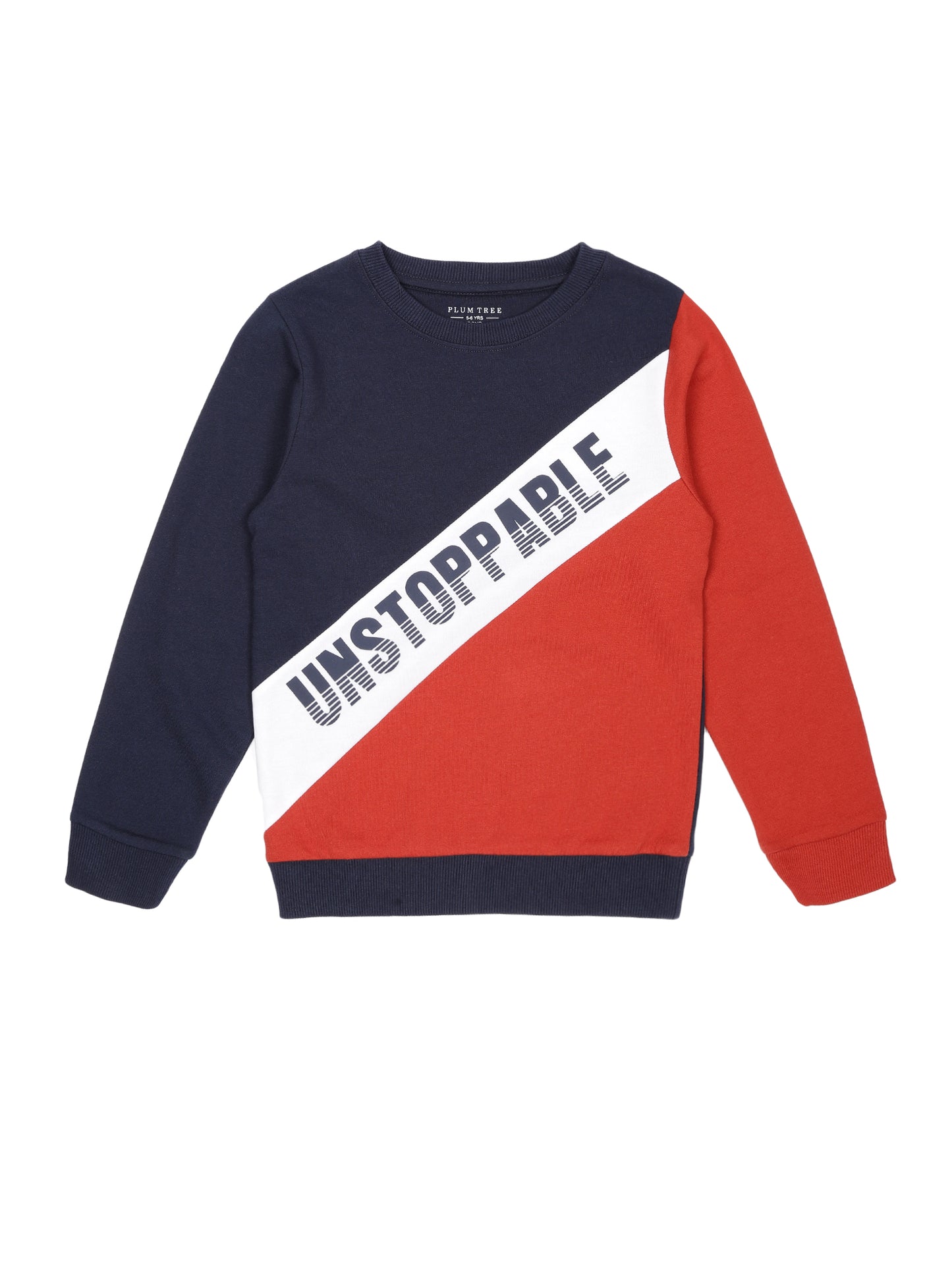 Boys Unstoppable Print Round neck Pullover Sweatshirt- Navy