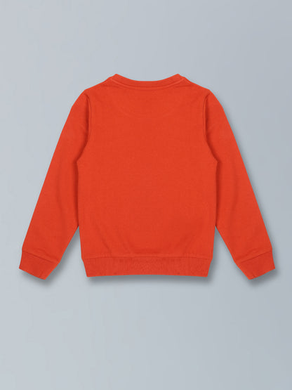 Boys Tiger Print Round neck Pullover Sweatshirt- Orange
