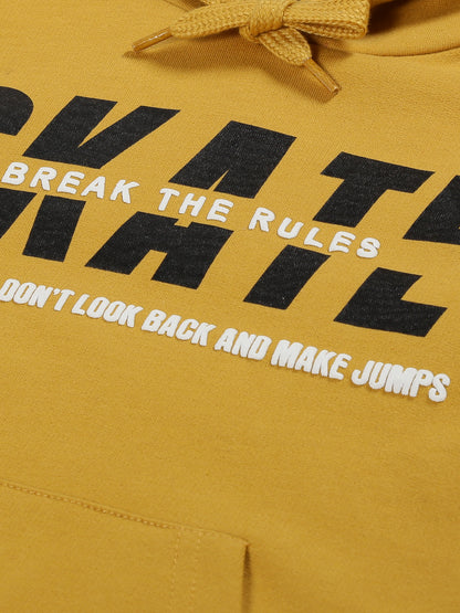 Boys Skate Print  Hoodie Sweatshirt- Yellow