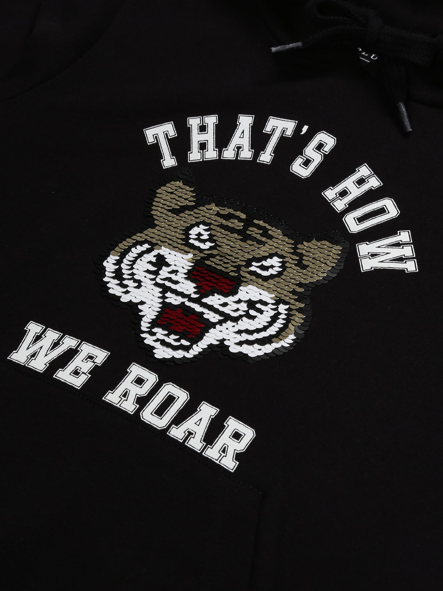 Boys Tiger Print  Hoodie Sweatshirt- Black