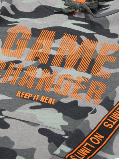 Boys Game Changer Print  Hoodie Sweatshirt- Camoflague
