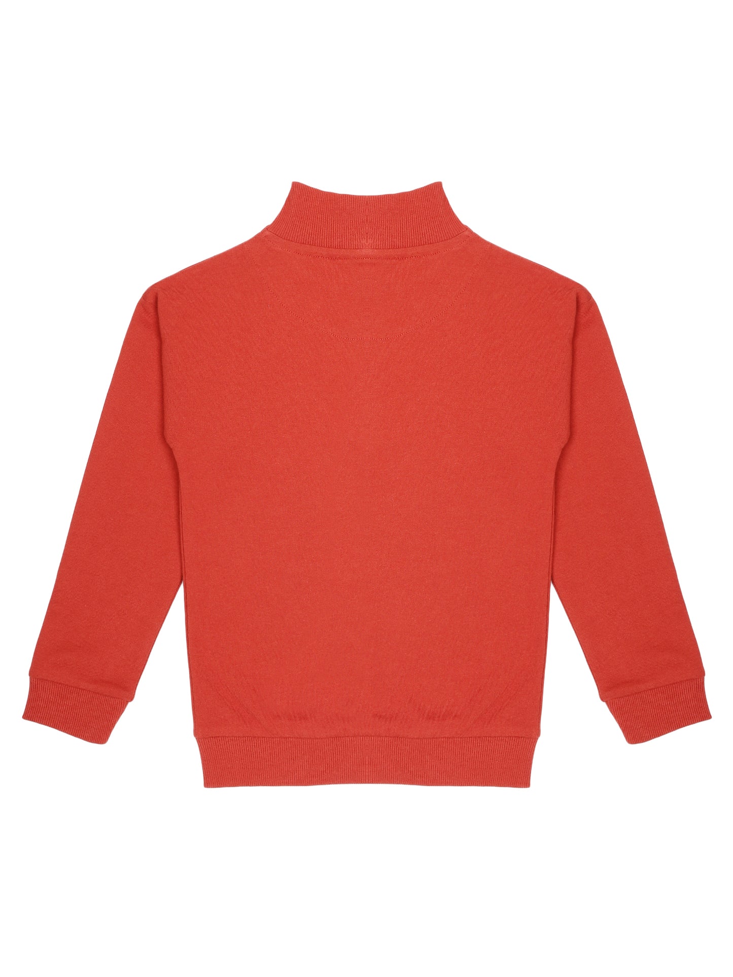 Boys Solid Half Zipper Sweatshirt- Red
