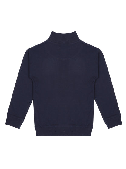 Boys Solid Half Zipper Sweatshirt- Navy