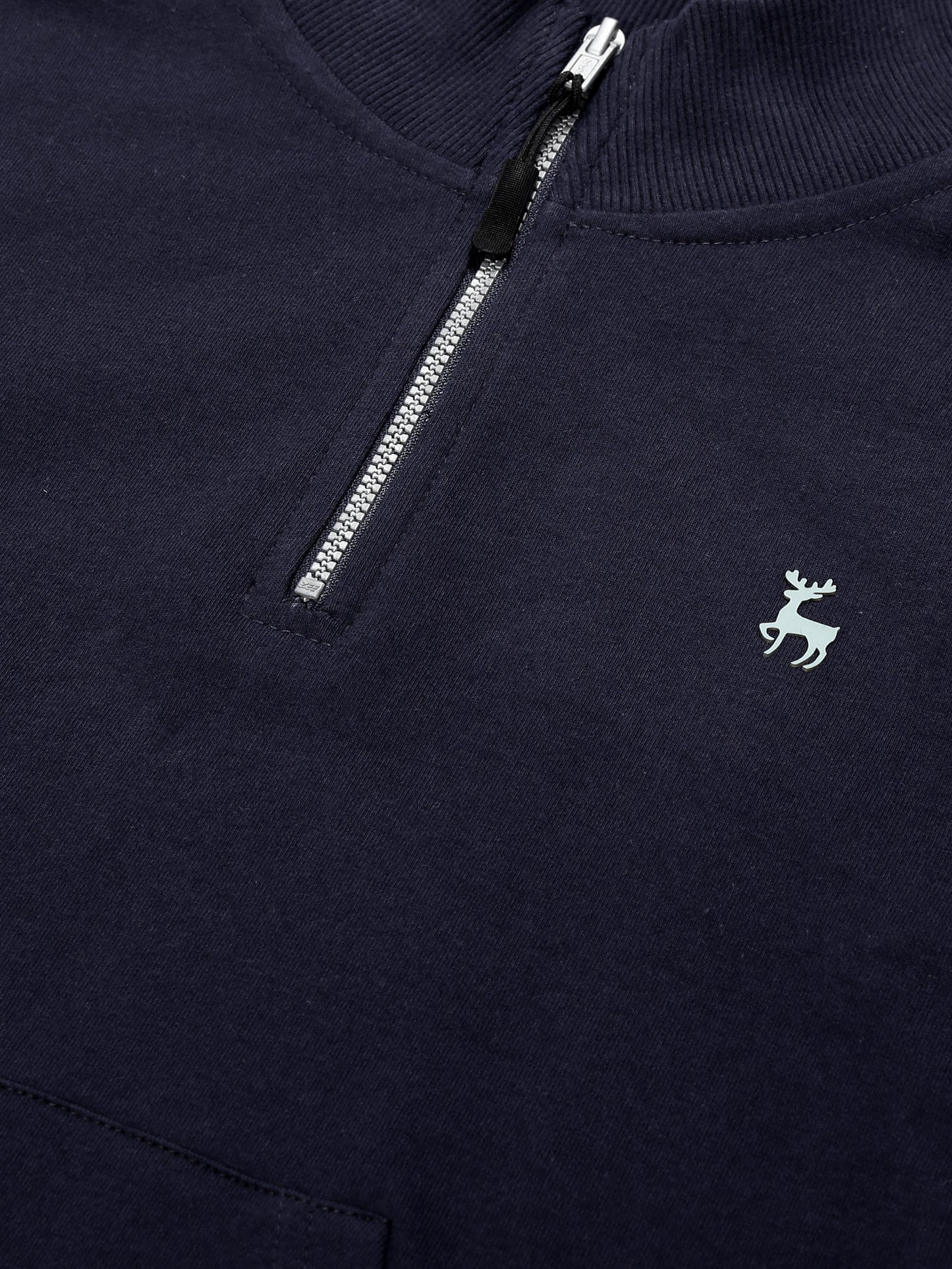 Boys Solid Half Zipper Sweatshirt- Navy