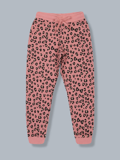 Girls All Over Print Jogger Track Pant- Pink