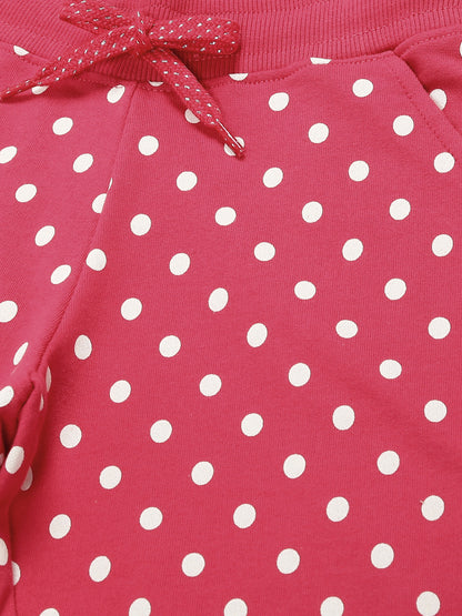 Girls Polka Print Jogger Track Pant- Magenta