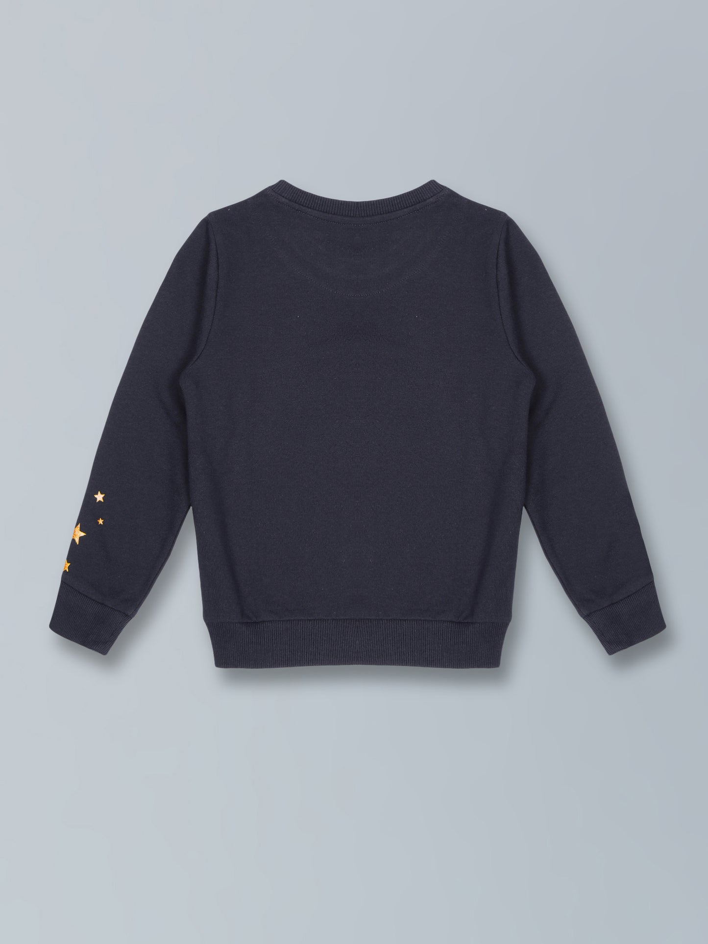 Girls Star print Round neck Pullover Sweatshirt- Navy