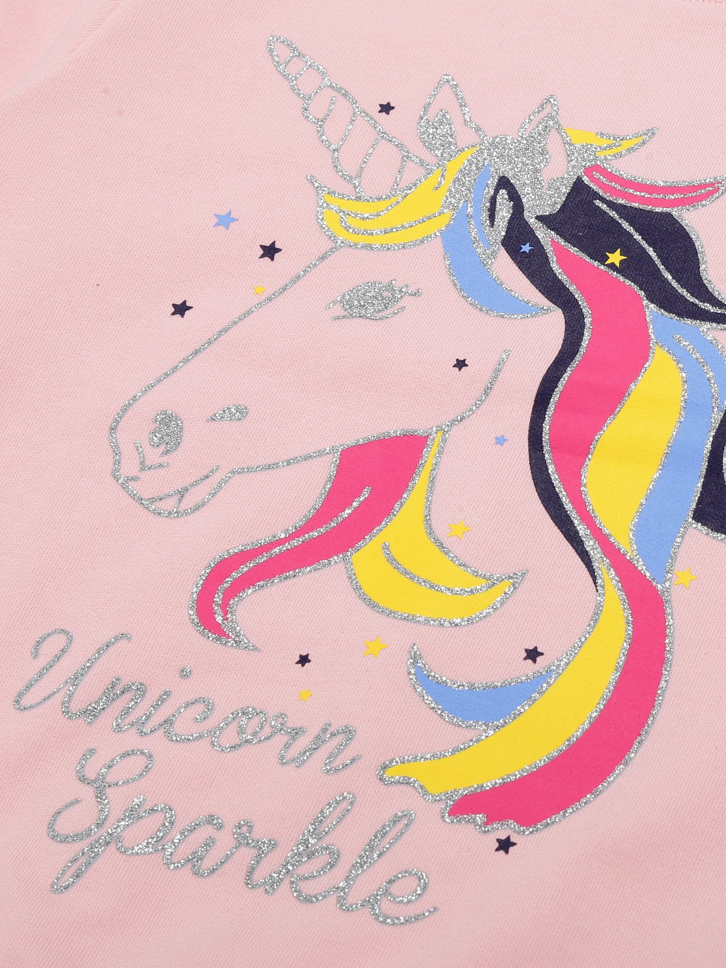 Girls Unicorn Round neck Pullover Sweatshirt- Pink
