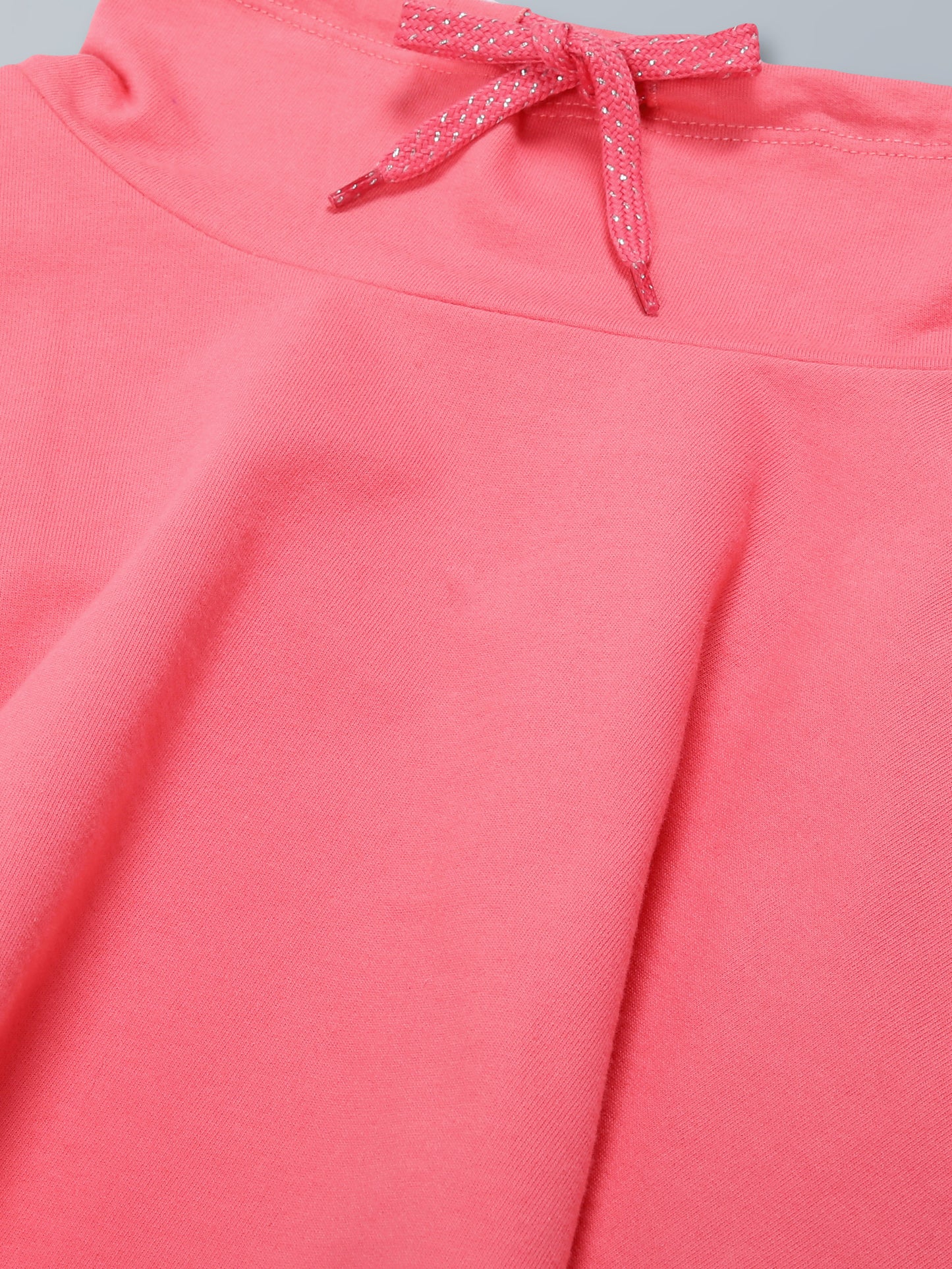 Girls Poncho Pom Pom Sweatshirt - Pink