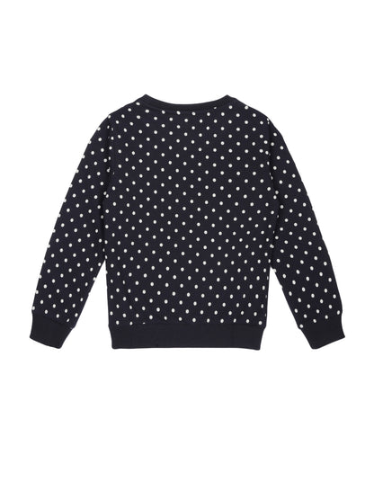 Girls Unicorn print Round neck Pullover Sweatshirt- Navy