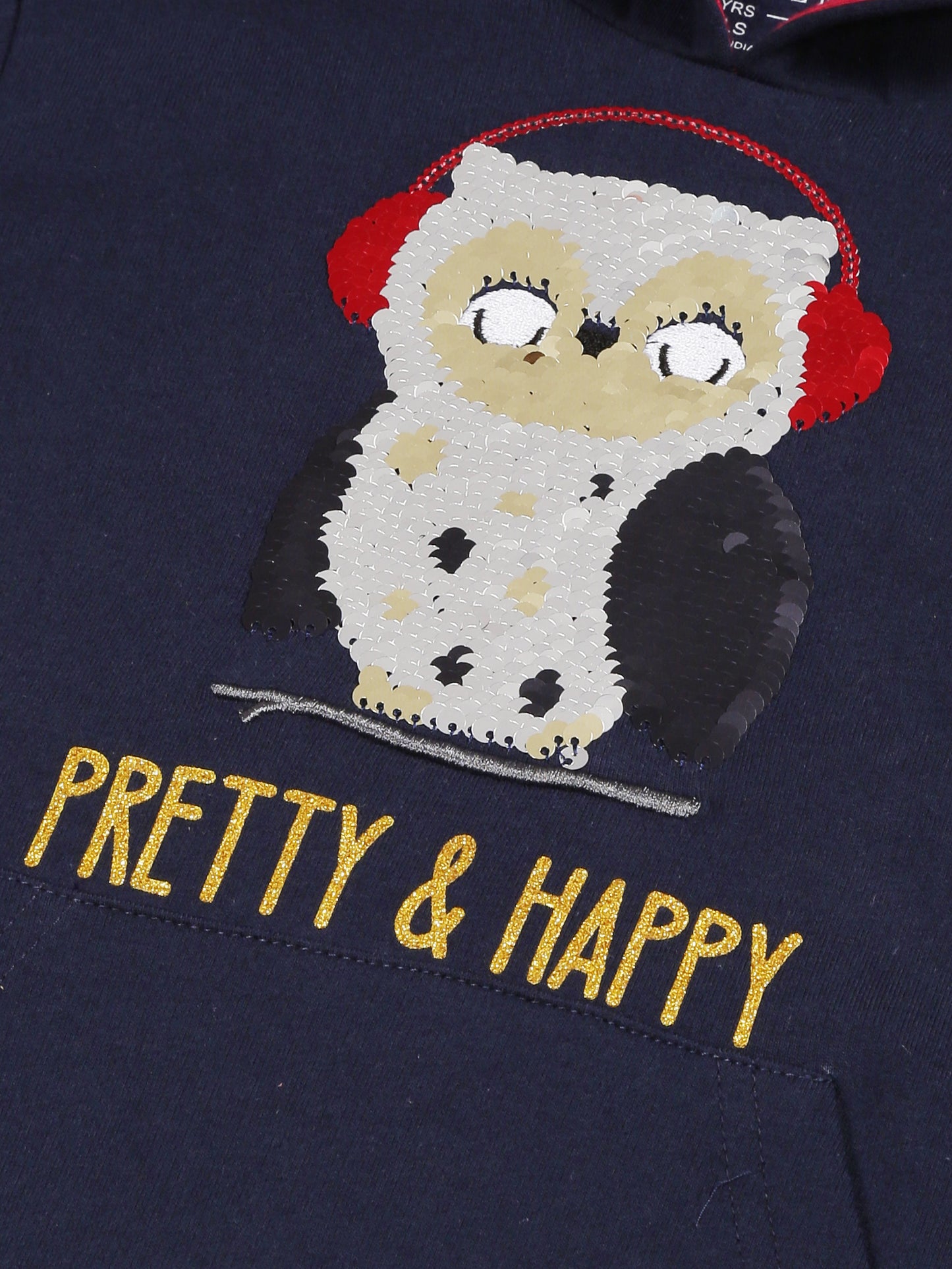 Girls Pretty Print Hoodie Sweatshirt- Navy