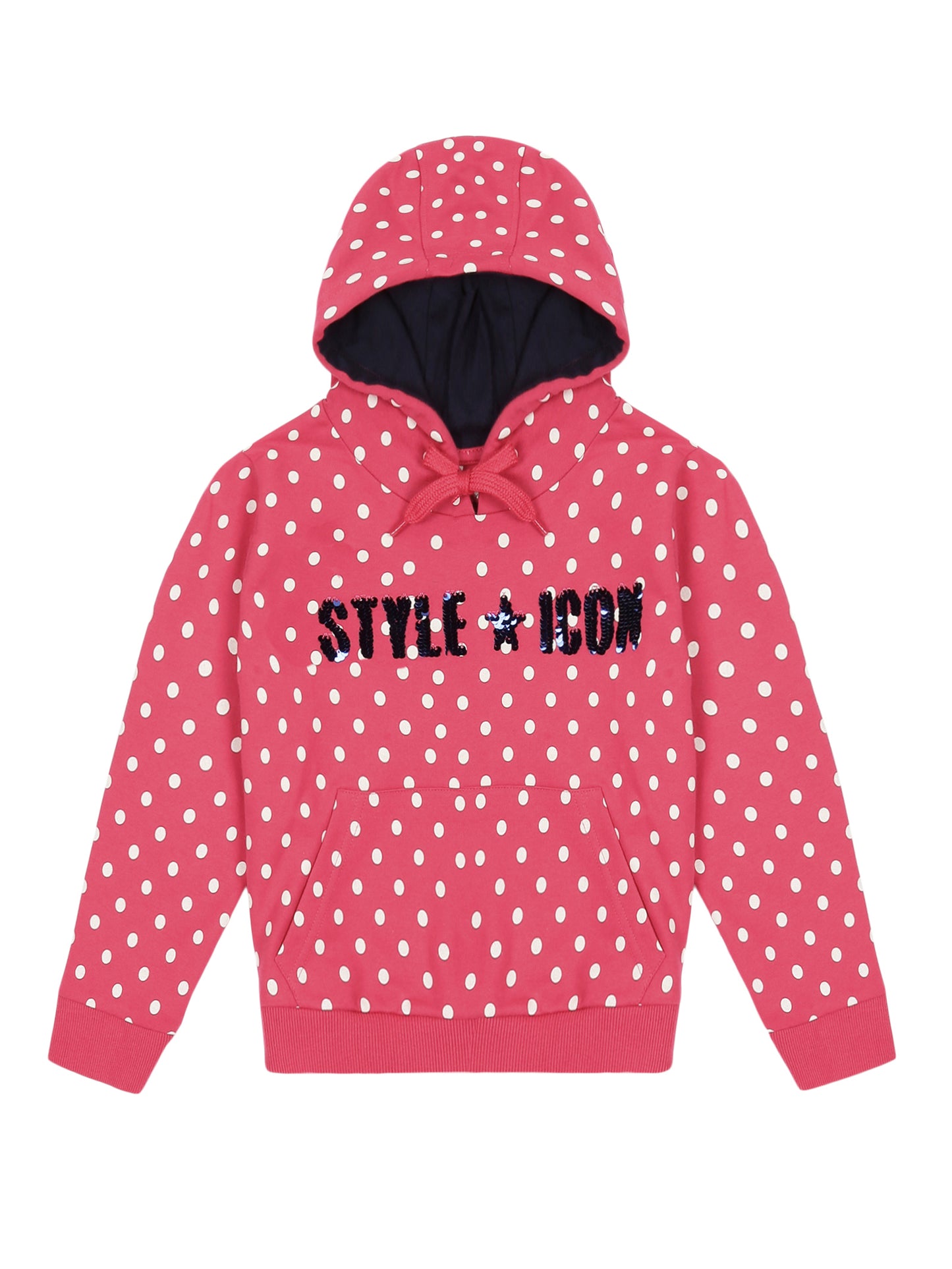 Girls Polka Print Hoodie Sweatshirt- Pink