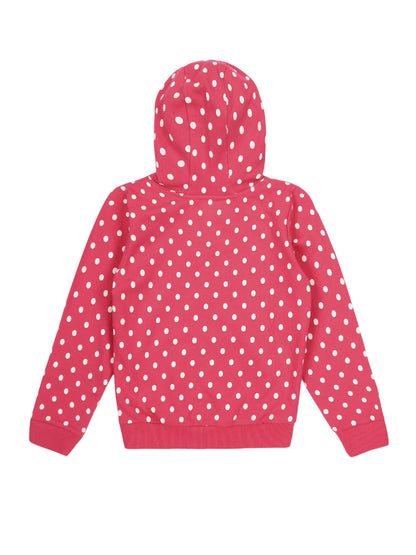 Girls Polka Print Hoodie Sweatshirt- Pink