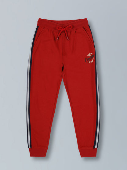 Boys Champs Athletics Print Cotton Jogger- Winter Red