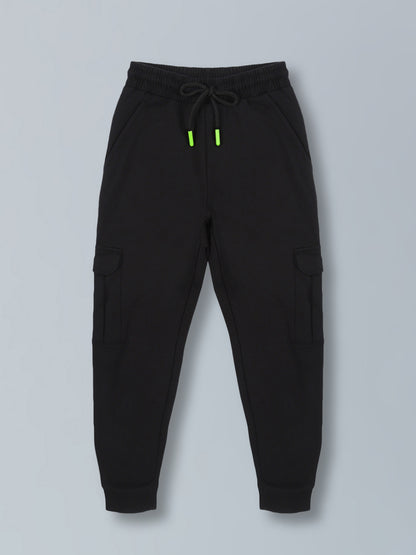Boys Cargo Pocket Cotton Jogger - Black