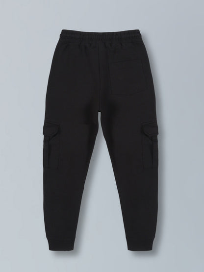 Boys Cargo Pocket Cotton Jogger - Black