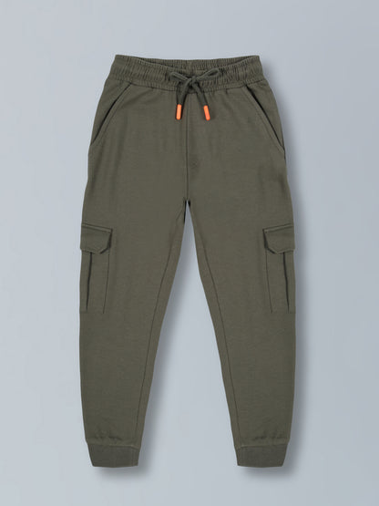 Boys Cargo Pocket Cotton Jogger - Olive