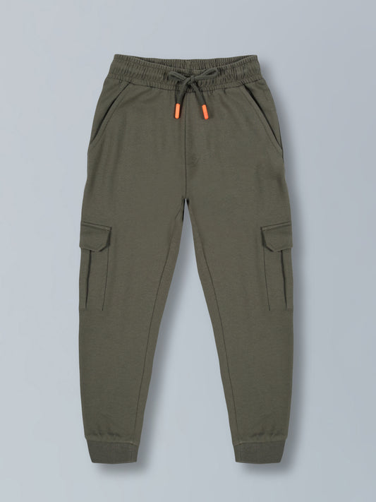 Boys Cargo Pocket Cotton Jogger - Olive