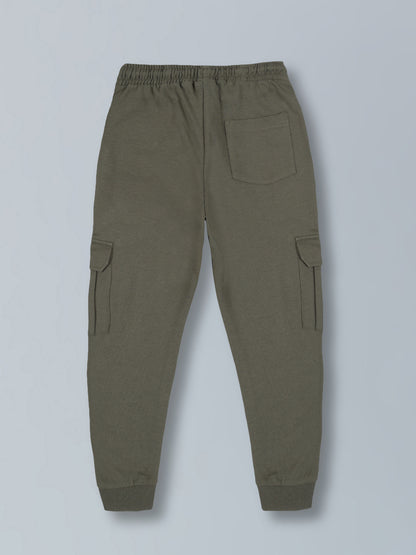 Boys Cargo Pocket Cotton Jogger - Olive