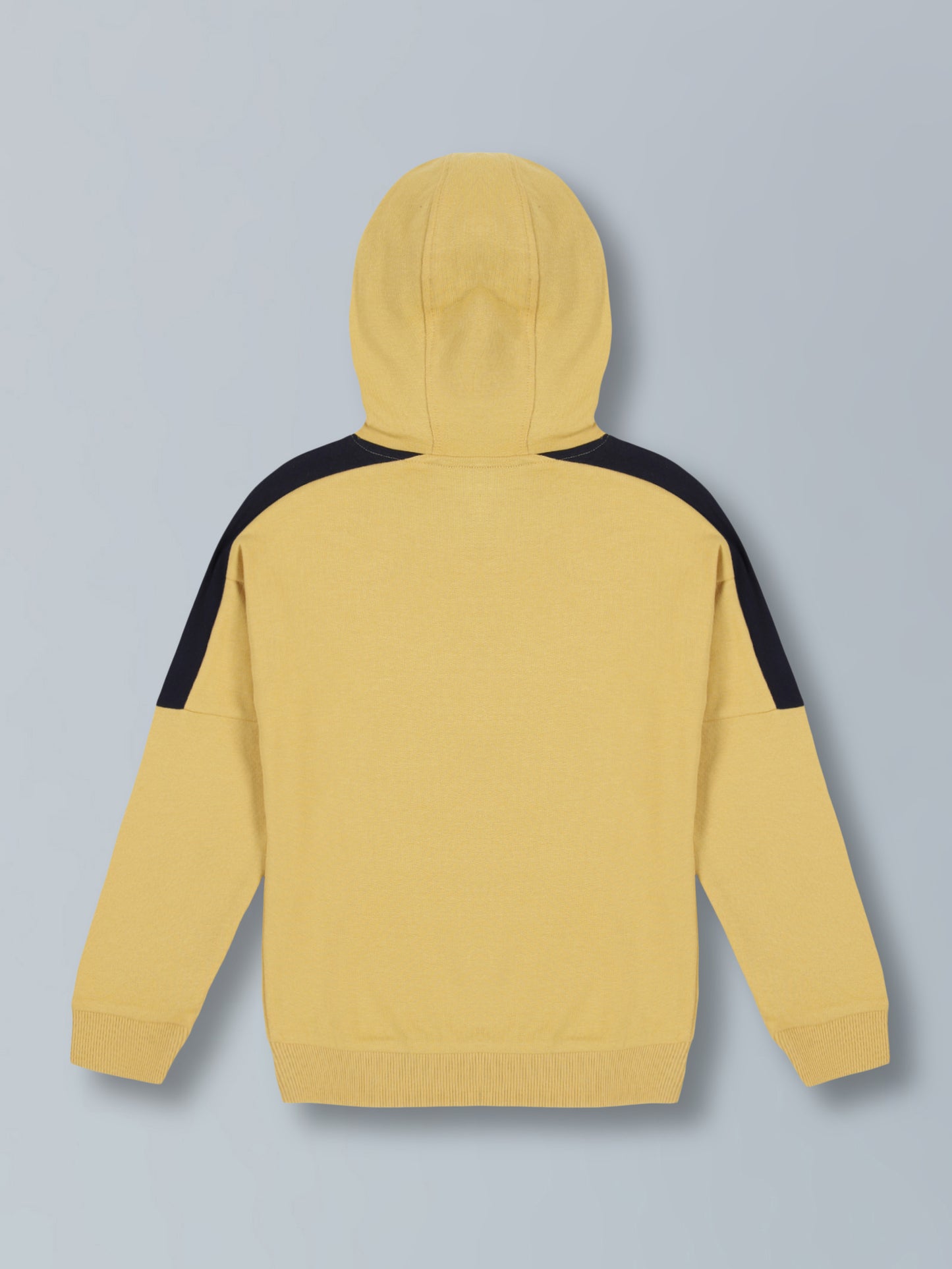 Unbeaten Print  Hooded Cotton Sweatshirt- Mango/Navy