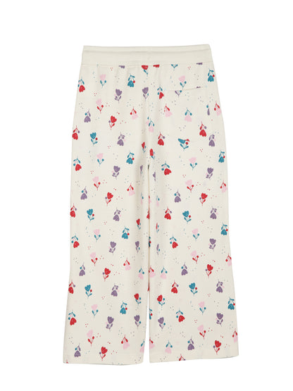 Flower AOP & Crown Stone wide legTrouser  - vanilla