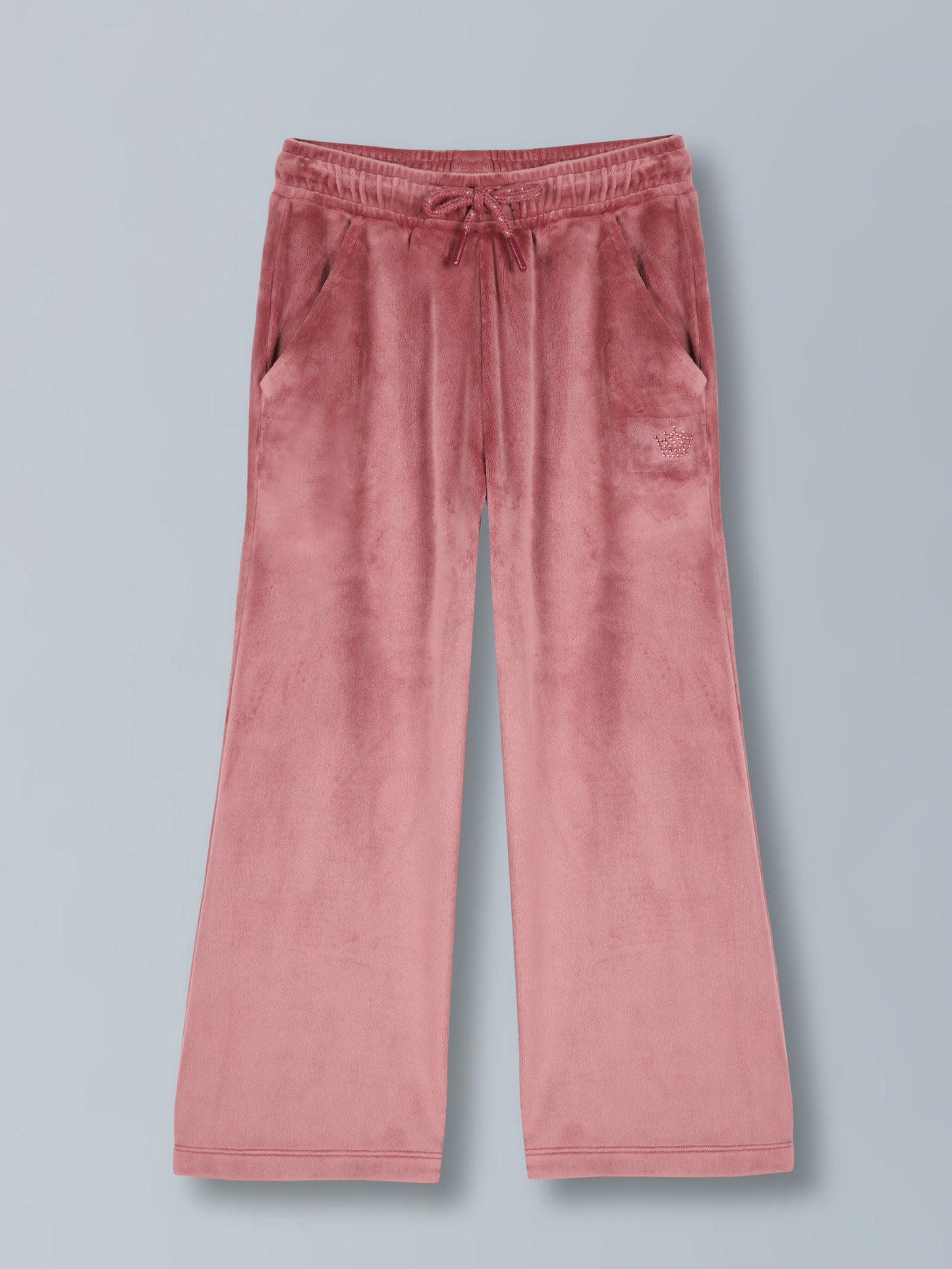 Girls Crown Stone wide leg relaxed Fit Cotton Trouser - Winter pink