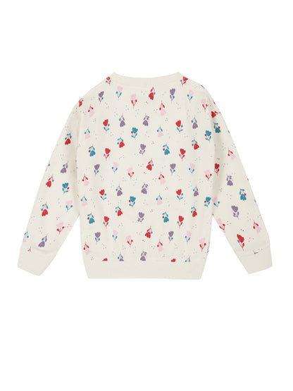 Flower AOP & Live Laugh Love Pullover Crew Neck Sweatshirt  - Vanilla
