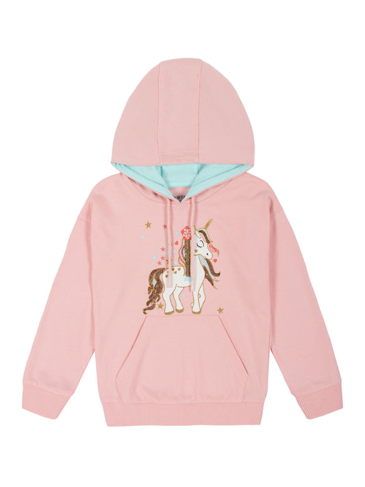 Unicorn& EMB Hooded sweatshirt - Pink