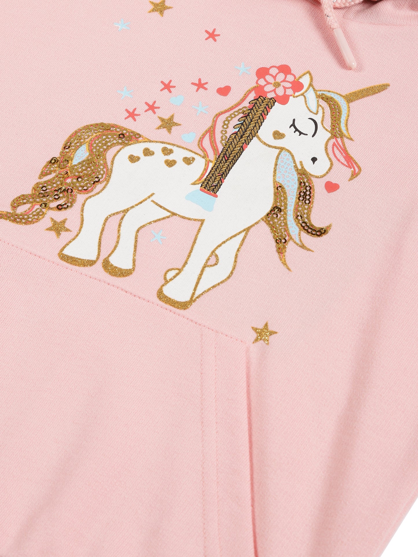 Unicorn& EMB Hooded sweatshirt - Pink