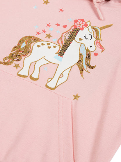 Unicorn& EMB Hooded sweatshirt - Pink