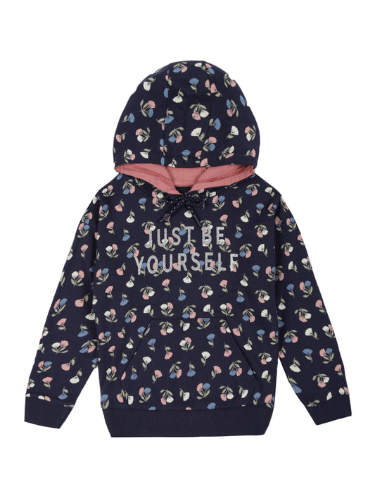 Flower AOP & Just Be Yourself Hooded sweatshirt - MidNight Navy