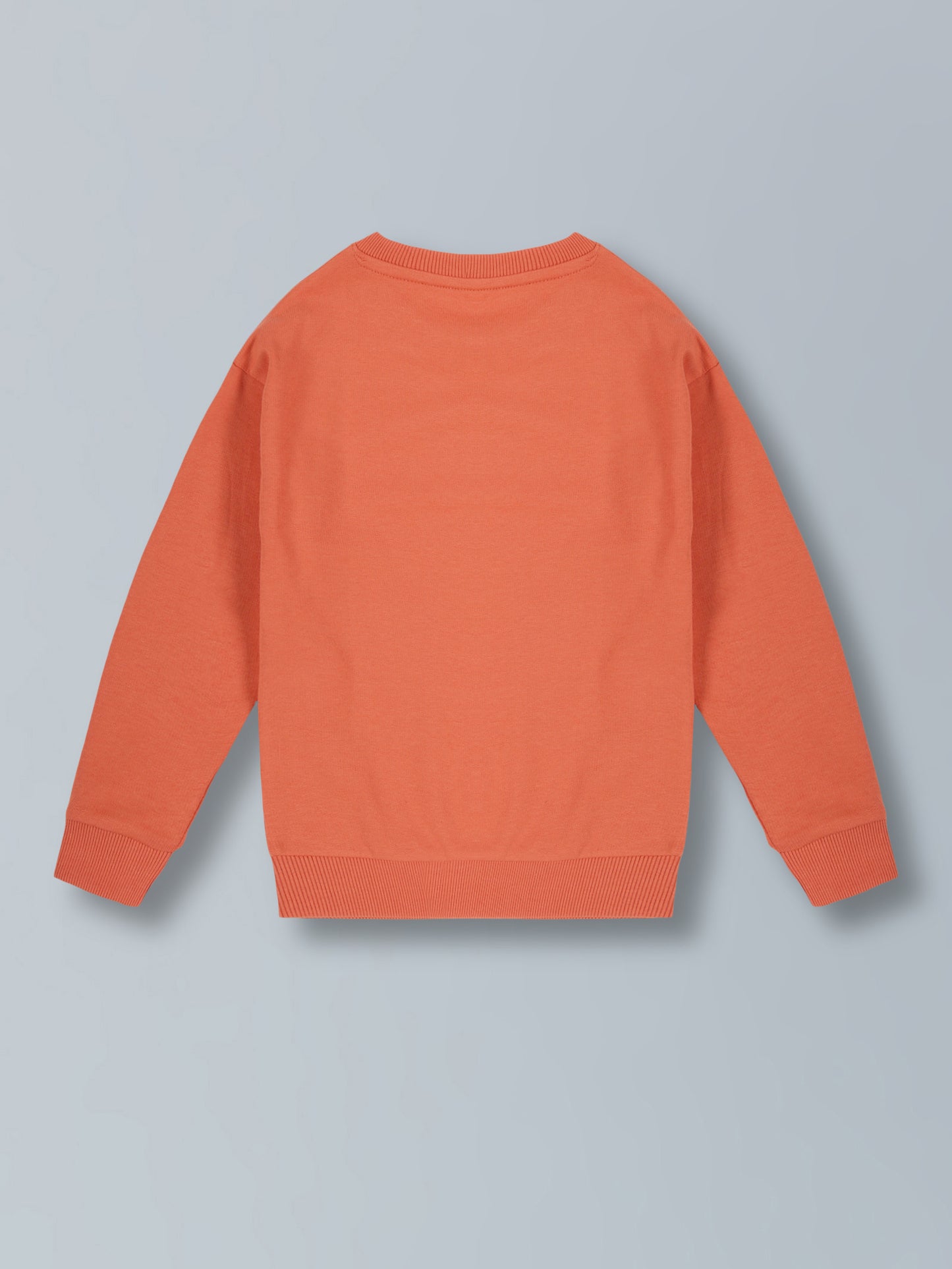 Girls Believe In Magic Print Pullover Crew Neck Cotton Sweatshirt- Winter Orange