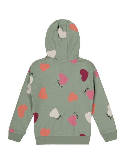 Heart AOP & Magic Is AOP Hooded sweatshirt  - Moss Green