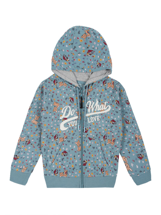 Deer Aop & Do What You LoveHooded sweatshirt  - Teal Blue