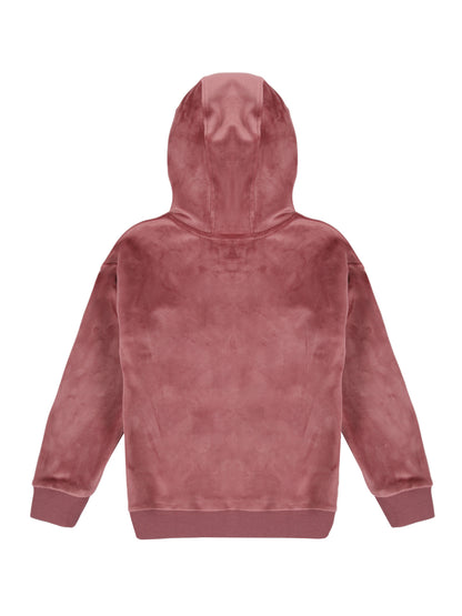 Crown Stone Velour Zip Through Hoodie - Winter Pink