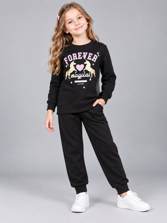 Girls Premium Soft Cotton Full sleeve T-shirt and jogger pant clothing set