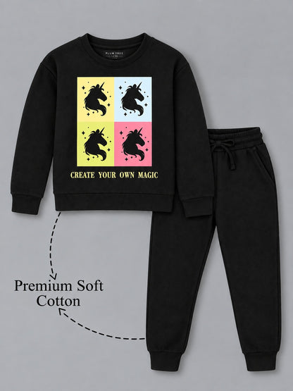 Girls Premium Soft Cotton Full sleeve T-shirt and jogger pant clothing set