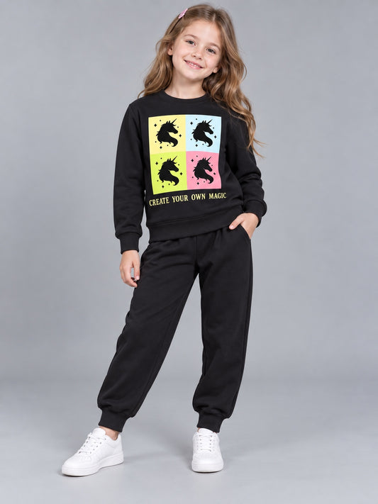 Girls Premium Soft Cotton Full sleeve T-shirt and jogger pant clothing set