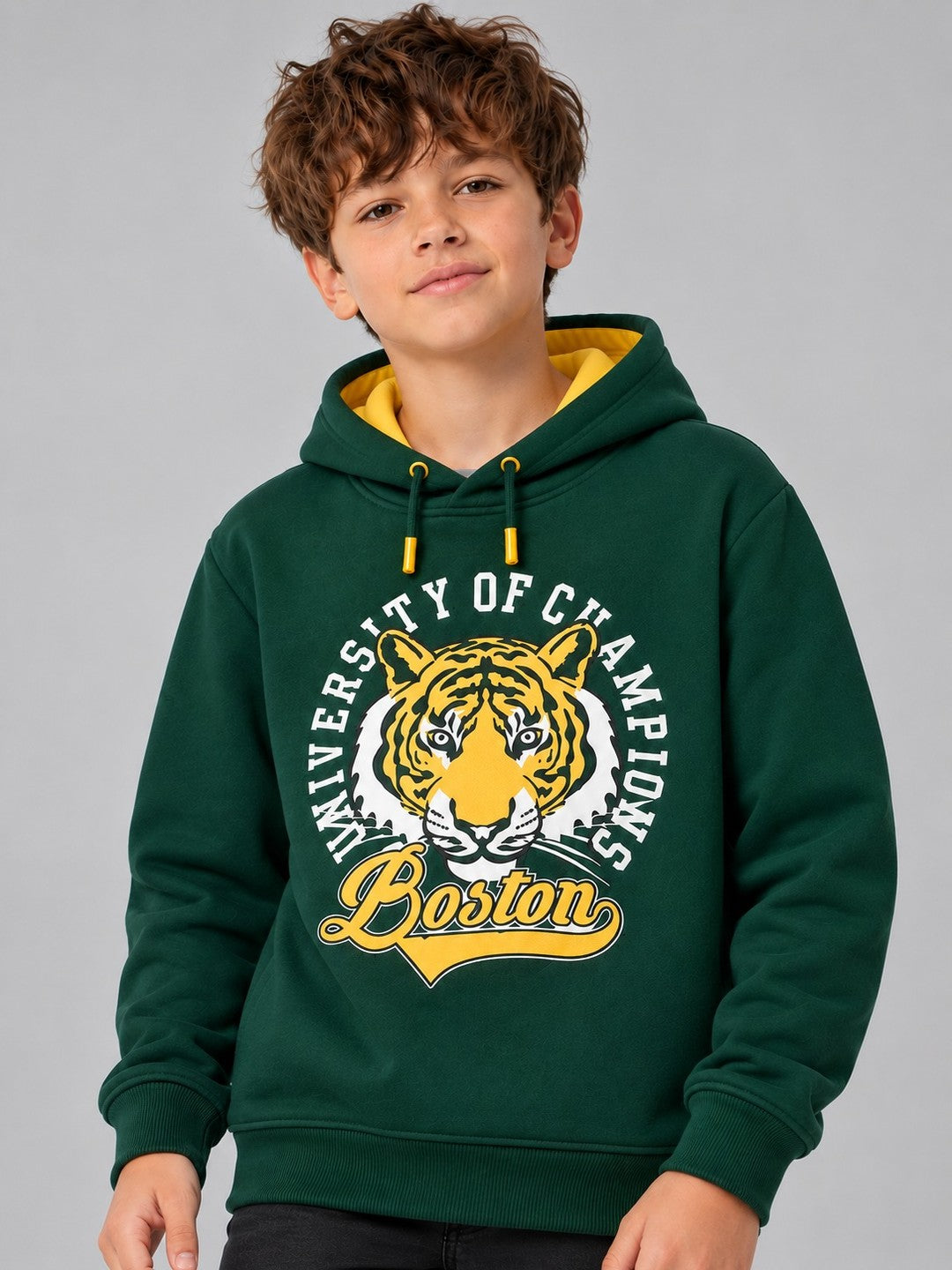 Boys Premium Soft Cotton Full Sleeve Printed Hooded Sweatshirt