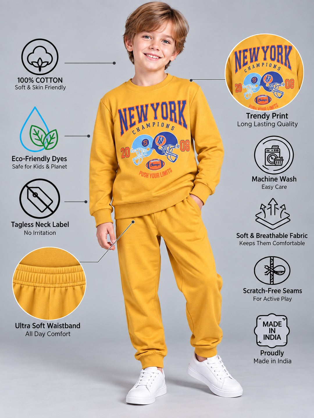 Boys Premium Soft Cotton full sleeve T-shirt and jogger pant Clothing Set