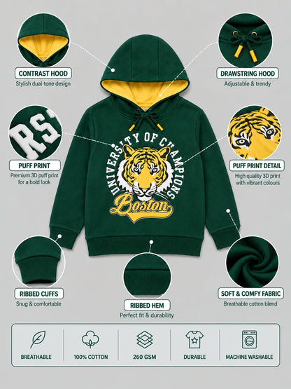 Boys Premium Soft Cotton Full Sleeve Printed Hooded Sweatshirt