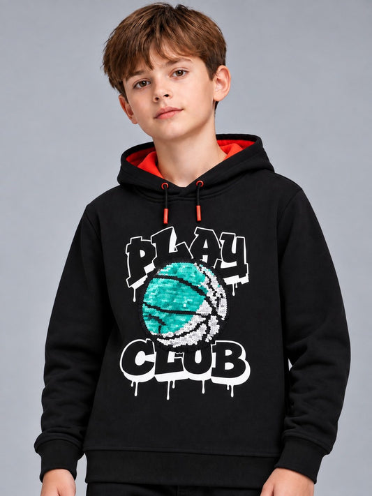 Boys Premium Soft Cotton Full Sleeve Printed Hooded Sweatshirt