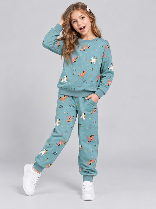 Girls Premium Soft Cotton Full sleeve T-shirt and jogger pant clothing set