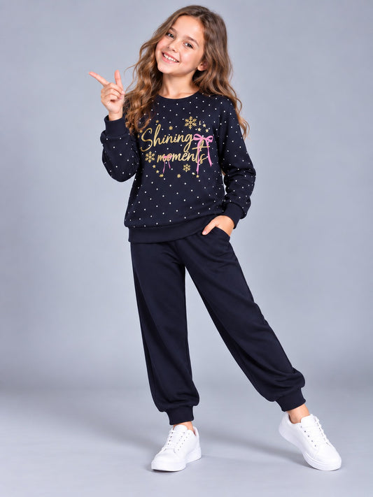 Girls Premium Soft Cotton Full sleeve T-shirt and jogger pant clothing set