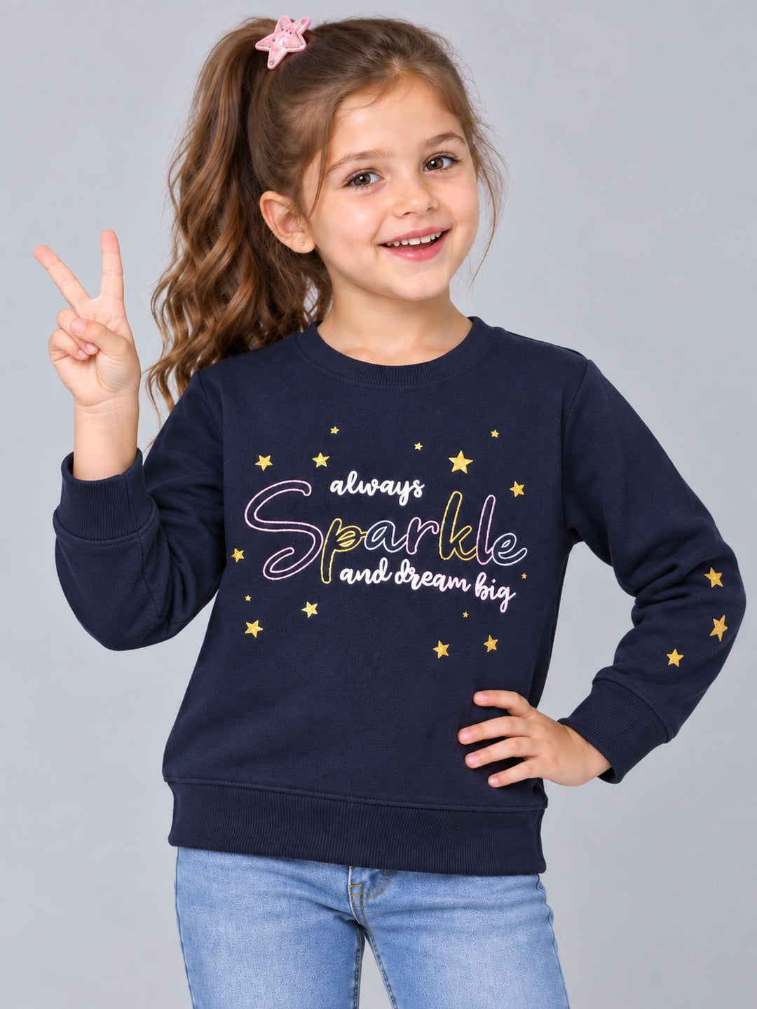 Girls Premium Soft Cotton Full Sleeve Printed Round Neck Sweatshirt