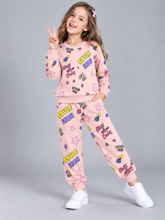 Girls Premium Soft Cotton Full sleeve T-shirt and jogger pant clothing set