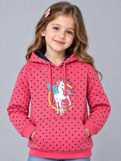 Girls Premium Soft cotton full sleeve Printed Hooded Sweatshirt