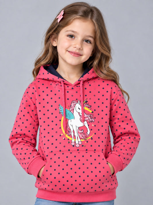 Girls Premium Soft cotton full sleeve Printed Hooded Sweatshirt