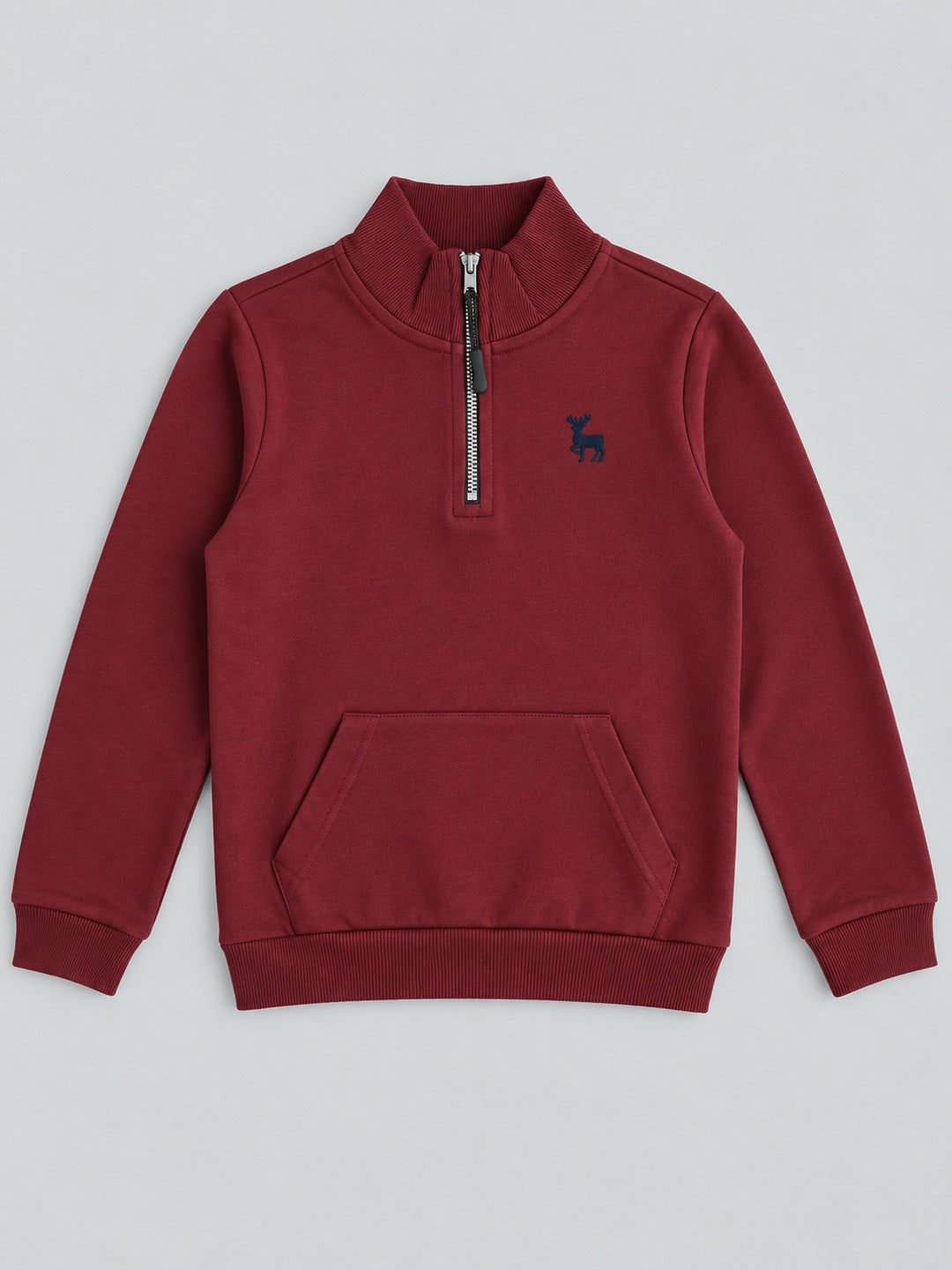 Boys Premium Soft Cotton Printed Half Zipper Hi-Neck Sweatshirt and Jogger Set